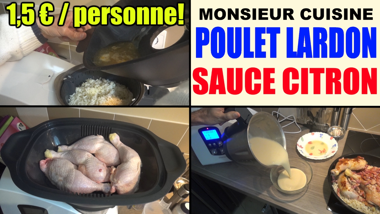 poulet aux lardons riz et sauce citron recette monsieur cuisine lidl silvercrest